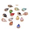 Colgante de cristal en forma de lágrima con pétalo de flor de ciruelo con borde de cobre para pulsera pendientes DIY collar con borla de diamante de color joyería