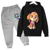 Conjunto de Sudadera Infantil con Estampado de Cachorro de Dibujos Animados, Nuevo Estilo Conjunto de Dos Piezas con Sudadera con Capucha para Niños y Niñas, Estilo Europeo y Americano