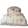 Conjunto de Quatro Peças Rose Manor Romântico Francês em Veludo Leite Esculpido Inverno Espessado Coral Veludo Fronha com Babados Colcha