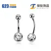 Piercing de Umbigo em Titânio F136 Rosca Interna Ponta Dupla Redondo com Pedras Zircônia Cruzada Body Piercing de Liga de Titânio G23 Joia Stud de Umbigo