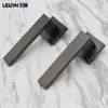 Fechadura Quadrada Minimalista Personalizada para Porta de Quarto com Maçaneta Separada, Fechadura de Porta Preta Universal com Operação Magnética Silenciosa para Portas de Quarto
