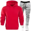 Conjunto Esportivo Masculino 220g com Capuz Duas Peças: Moletom com Capuz, Blusa e Calça de Moletom para Jovens com Forro de Fleece