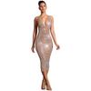C7210 Transfronterizo AliExpress Amazon Moda Europea y Americana para Mujer Vestido Sexy de Color Sólido Ajustado con Pedrería Caliente