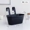 Vaso de Flor Preto Oval Transfronteiriço com Ganchos Duplos Removíveis para Varandas e Cercas, Vaso de Flor de Metal Pendurado de Dupla Finalidade