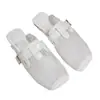 Sandalias elegantes de talla grande para mujer, listas para una cita, con hebilla brillante, sin cordones, punta abierta y suela plana