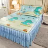 Esterilla de Verano, Esterilla de Seda de Hielo, Faldón de Cama, Juego de Tres Piezas, Esterilla Doble para el Hogar, Esterilla Lavable a Máquina para el Verano con Aire Acondicionado, Esterilla Suave, Cubre Cama