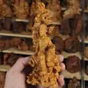 17cm [Auténtico] Madera de Tuya Tallada Estatua de Buda Guanyin Luna de Agua Adorno Figura de Pie Hogar Madera Maciza Guanyin Micro