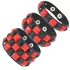 Estilo Europeo y Americano Punk Fresco Moda Callejera Nightclub Oscuro Colorido Pulsera Cuadrada con Remaches Combinación de Cuero para Pareja