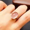 Anillo de Cristal Rosa Natural Transfronterizo Accesorios para Mujer Nicho de Alta Gama Joyería de Plata 925 10*14 Moda Venta Directa de Fábrica