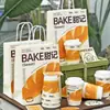 Panadería Panadería Bolso Llamativo Bolso de Mano Empaque para Llevar Bolsa para Tostadas Comercial Bolsa de Empaque de Papel Kraft Logo Personalizado