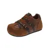 En stock~ Zapatos de entrenamiento alemanes retro de cuero genuino en color marrón para mujer, de punta redonda, mocasines lindos y peculiares, zapatillas casuales, zapatos de tabla