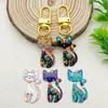 Chaveiro de liga de zinco com estampa colorida de gato, popular em vendas transfronteiriças, pingente de chave de animal civeta personalizado, acessórios de moda