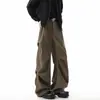 Pantalones casuales plisados de moda estilo americano para hombre, nueva colección de otoño, corte limpio, corte holgado, largos hasta el suelo, ligeramente acampanados y con buena caída.