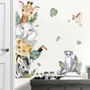 Pegatinas de Pared de Dibujos Animados de Animales de la Selva Transfronterizos Elefante Jirafa León Cebra Pegatinas de Bosque Decoración de Fondo para Habitación Infantil