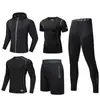 Traje Deportivo para Hombre Correr Gimnasio Ropa de Compresión Secado Rápido Otoño/Invierno Correr de Noche Baloncesto Traje de Entrenamiento 801 Juego de Cinco Piezas