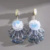 Brincos de Franja Flor de Diamante Incrustada com Pérolas de Resina Europeus e Americanos Brincos Personalizados de Estilo Festivo Transfronteiriços Brincos de Alta Qualidade para Mulheres