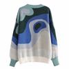 Suéter de comercio exterior europeo y americano con estampado de arcoíris a juego de colores, cuello semi-alto, cálido, holgado, casual, de manga larga