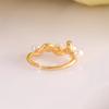 Anillo Envolvente de Perlas de Lujo Ligero Vintage Francés Rong Yu Anillo Ajustable de Apertura Vintage para Mujer