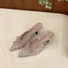 Primeiro Encontro com as Sandálias Elegantes de Laço Fechadas no Dedo do Pé, Estilo Francês de Nicho para Mulheres, Sapatos com Tira no Tornozelo Floral de Bico Fino para a Primavera/Verão de 2026