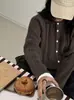 Cardigã de tricô grosso e macio estilo retrô coreano com gola redonda para mulheres, nova coleção outono/inverno, com mangas raglan, jaqueta suéter de comprimento curto