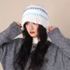 Gorro de Lana de Bloques de Color de Invierno para Mujer, Estilo de Invierno, Cara Pequeña, Protección Cálida para los Oídos, Gorro para el Frío, Gorro de Pescador de Felpa, Sombrero de Cubo Versátil