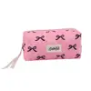 Estojo de Lápis com Laço Feminino Bolsa de Armazenamento para Material Escolar de Estudante Bolsa Simples para Maquiagem Necessaire Portátil Estojo para Lápis