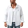 Camisas Nuevas de Algodón y Lino para Hombre 2026, Camisas de Color Sólido de Manga Larga Sueltas de Talla Grande, Camisas Casuales de Tela de Lino, Chaquetas de Moda