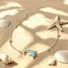 Collar y Pulsera de Estilo Oceánico Turquesa para Mujer Pendientes de Playa de Vacaciones Anklet Set de Joyería de Moda Transfronterizo