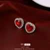 Aretes Redondos con Forma de Corazón Incrustados de Diamantes y Collar Estilo Francés, Lujo Ligero, Cadena para Clavícula de Gama Alta, Conjunto de Joyería Moderno y Elegante para Mujer