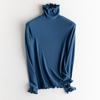 Suéter Térmico de Punto de Seda de Morera con Cuello Alto para Mujer, Camiseta Básica de Canalé con Forro Polar, Top Interior Adelgazante, Camiseta para Otoño e Invierno Nueva Colección