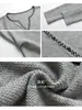 Camiseta de Manga Larga con Cuello en V y Bloques de Color GomingRetro para Mujer, Suéter de Punto Otoño Guangzhou Trece Líneas AN2311