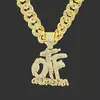 Hip-hop europeo y americano dominante genial costura completa de diamantes colgante de letra accesorios punk hipster rap collar largo cubano