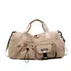 Bolsa de viaje de tela estilo callejero, color sólido, costuras de contraste, múltiples bolsillos, bolsa de viaje casual