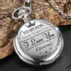 Comercio exterior transfronterizo venta caliente al contado PARA MI HIJO grabado vintage conmemorativo de cuarzo regalo reloj de bolsillo redondo al por mayor