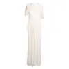Suporte Inglês Transfronteiriço Vestido Longo de Renda Off-Shoulder com Design Assimétrico, Elegante Vestido Estilo Resort com Acinturamento