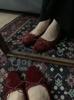 [Oferta Especial, Não Reembolsável] Sapatos de Salto Baixo Planos com Laço Veludo Retrô de Outono Yuansai para Mulheres F060