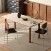 Mesa de Comedor Rectangular de Pizarra de Madera Maciza Estilo Medieval para Apartamentos Pequeños, Mesa de Comedor Rectangular Vintage Retro de Pizarra Travertina Mate