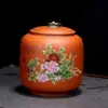 Bote de Arcilla Púrpura Grande Cerámica Yixing Hecho a Mano Tarro de Almacenamiento de Té con Siete Piezas Grabadas Bote de Té Venta al por Mayor