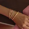 Diseño Silencioso y Elegante, Estilo Clásico Acero Inoxidable Oro 18K Diámetro del Alambre Cuerda Nudada Corazón Pulsera Abierta Joyería de Moda