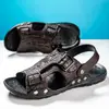 Sandálias Plus Size Verão Masculinas Novas Chinelos Preguiçosos PU Texturizado Desgaste Viagem Dirigir Exterior Praia Sapatos Masculinos