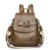 Bolsa de Mamá para Mujer Versátil Marca Cuero Suave Genuino Mochila de Viaje Retro para Mujer 2025 Nueva Gran Capacidad