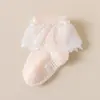Meias de Renda Novas para Meninas de 26 Anos Meias de Malha para Bebês Primavera e Verão Meias Antiderrapantes para Chão de Crianças Pequenas Meias de Renda de Princesa para Bebês