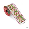 Cinta Navideña Estampada con Borde de Alambre Cinta Tejida de Lino Imitación Estampado Muñeco de Nieve Hombre de Jengibre Festival Árbol de Navidad Decoración de Caja de Regalo