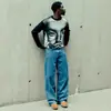 2025 Gótico Harajuku Estampado de Moda Tendencia Callejera Cuello Redondo Manga Larga Camiseta Invierno Nueva Ropa Y2K para Hombres y Mujeres