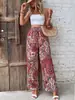 Amazon Tiktoktemu Ropa Europea y Americana para Mujer 2026 Verano Nueva Moda Versátil Estampado Cintura Elástica Pantalones de Pierna Ancha