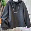 Sudadera con Capucha DeRong FuRou Spray Diseño Dorado Sentido de Diseño Media Cremallera Brillo Fino Ropa de Invierno para Mujer Parte Superior Más Terciopelo