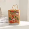 Bolsa de Papel Kraft Navideña Bolsa de Papel Kraft Navideña Bolsa de Regalo Navideña Reno Nieve Árbol de Navidad Bolsa Tote Navideña