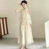 Conjunto Estilo Chino para Niñas 2026 Nuevo Modelo Ropa de Verano para Niños Moda para Niñas Grandes Ropa Nueva Estilo Chino Pantalones de Pierna Ancha para Niñas Ropa para Niños