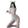 Lencería Sexy para Mujer, Malla de Encaje Puro Deseo Cuello Halter con Cordones Hueco Espalda Descubierta Ligeramente Transparente Ajustado Atractivo Mono 1537
