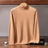 Suéter de cachemira para hombre transfronterizo, suéter de punto pullover de color liso, camisa base de cuello alto cálida para otoño e invierno, estilo de lujo ligero y simple
